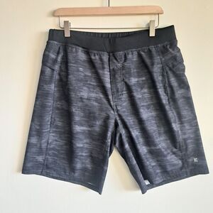 Kyodan Men’s Large Pull On Gray Active Shorts Side Pockets Quick Dry 9" inseam